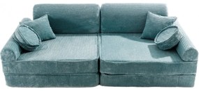 Aesthetic sztruksowa sofa dziecięca, turkusowa - meowbaby®