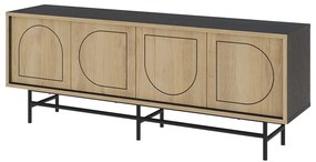 Czarna szafka pod TV w dekorze dębu 149,5x56,5 cm Giana – Marckeric
