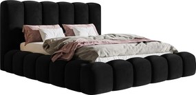 Łóżko tapicerowane 180x200 Madeno - gruba pianka, pojemnik, stelaż - welur, czarny (Amor Velvet 4322)