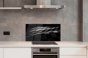 Szkło do Kuchni na Ścianę Czarno-Biała Szachownica