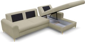 Masseno Narożnik VERONA z funkcją spania i pojemnikiem na pościel Narozniki L, Rozkładana sofa - Beżowy, LOFT 2