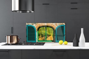 Szkło nad Blatem Widok Przez Okno Na Pola