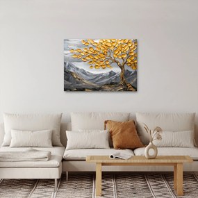 Obraz – Drzewo ze złotymi liśćmi (70x50 cm)