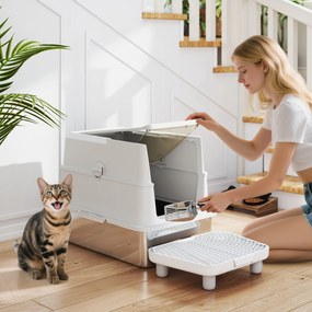 PawHut Kuweta, stal nierdzewna, wnętrze XL, z szufelką, Jasnoszary | Aosom PL