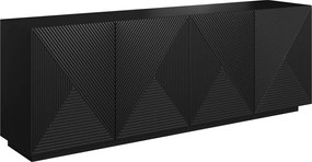 Komoda Asha 200 cm czterodrzwiowa - czarny mat