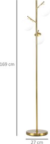 HOMCOM Lampa podłogowa 40W złota bez żarówki E27 27x169cm nowoczesna stojąca do salonu | Aosom PL