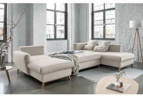 Beżowa rozkładana sofa w kształcie litery "U" Miuform Scandic Lagom, prawostronna