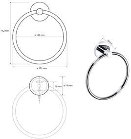 SAPHO XR411 X-Round E okrągły uchwyt na ręcznik,  srebrny