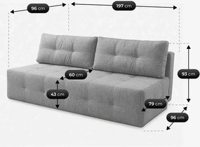 Sofa z Funkcją Spania MORANA Szara Szenil Nowoczesna