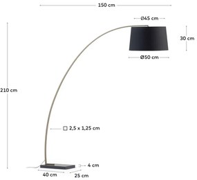 Czarna/w kolorze złota lampa stojąca z tekstylnym kloszem (wysokość 210 cm) Juhe – Kave Home