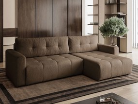 Narożnik w kształcie L VIENNA, tkanina Lambi, Brązowy, Prawy