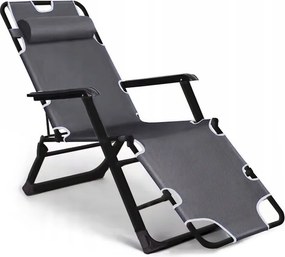 Leżak ogrodowy rozkładany Tossa DC01-BK-GR, poduszka szara, stelaż czarny