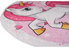 Różowy dywan dziecięcy odpowiedni do prania ø120 cm Pink Unicorn – Vitaus
