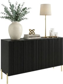 Czarna trzydrzwiowa komoda na złotych nóżkach R5-Z79