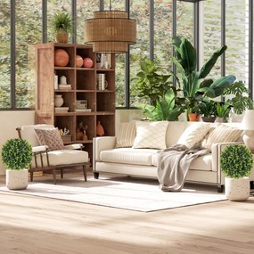 HOMCOM Zestaw 2 sztucznych roślin, Kule bukszpanowe z ziemiakiem, do wnętrza i na zewnątrz, odporne na UV, Zielone