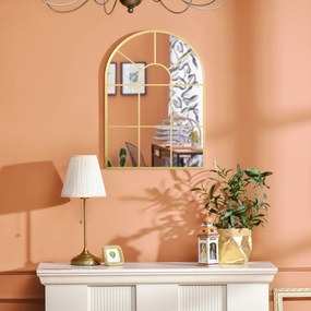 HOMCOM Lustro Okienne z Metalową Ramą, 70 x 50 cm, Złoty