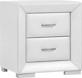 Zestaw 2 szafek nocnych - 2 szuflady - Biała ekoskóra - CAPITOLE