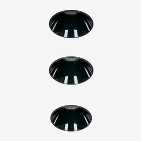 Pack 3 Wpuszczanych Downlightów Led Bezramkowych Trimless, Okrągłych Ø6,8 Cm, Do Użytku Zewnętrznego, Wykonanych Z Aluminium Lui Czarna & Biała 3000k