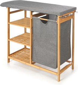 Bambusowa szafka z deską do prasowania i koszem na pranie BAMY, 111 x 34 x 82 cm