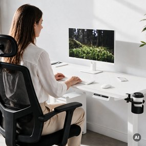 Biurko elektryczne z regulacją wysokości ergonomiczne białe,1600x800 mm: ARIA