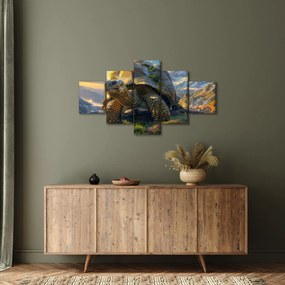 Obraz - Żółw i górski krajobraz (125x70 cm)