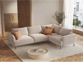 Beżowy aksamitny narożnik (prawostronny/w kształcie litery L) Naomi – Micadoni