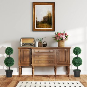 Outsunny Zestaw 2 sztucznych roślin, sztuczne rośliny w designie z kulkami, sztuczne drzewko w cementowej donicy, plastikowa roślina, Zielony+Czarny