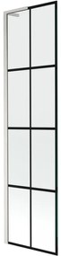 Mexen Next L parawan nawannowy 1-skrzydłowy 50 x 150 cm, czarna kratka, nikiel szczotkowany - 895-050-000-03-77-97