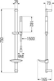 Mexen DB70 zestaw prysznicowy suwany, chrom 785704584-00
