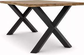 Atlass 180x100 cm – stół z litego drewna dębowego olejowanego z łączeniem finger joint i minimalistyczną stalową czarną podstawą