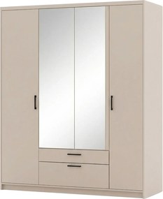 Beżowa szafa czterodrzwiowa z lustrem D9-G05