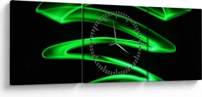 Obraz - neonowe fale (z zegarem) (90x30 cm)