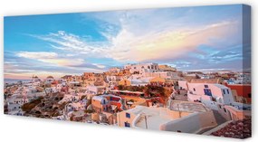 Obraz na płótnie Panorama Miasta o Zachodzie Słońca