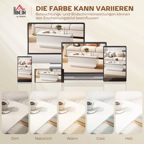 HOMCOM Stolik kawowy regulowany, nowoczesny stolik do salonu z ukrytym schowkiem i 2 szufladami, biały wysoki połysk | Aosom PL