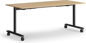 Mobilny stół MATCH, 180x80 cm, czarna podstawa, buk