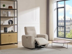 Fotel z elektryczną funkcją relax i beżową tapicerką - LORGITA