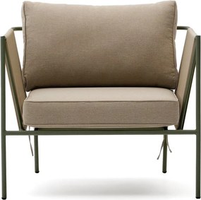 Zielony/beżowy metalowy fotel ogrodowy Zivia – Kave Home