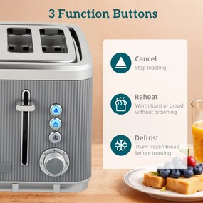 HOMCOM Czajnik 2200 W, 1,7 l z funkcją szybkiego gotowania, filtrem kamienia i tosterem na 4 kromki z 7 poziomami zarumienienia, szary | Aosom PL