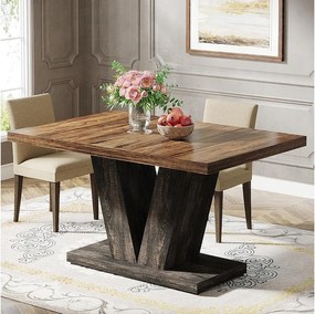 Stół jadalny dla 4 osób, nowoczesne stoły do jadalni, prostokątny stół kuchenny z podstawą w kształcie litery V