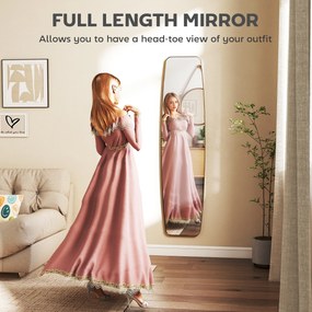 HOMCOM Lustro ścienne, lustro z ramą metalową, dekoracyjne wiszące lustro do przedpokoju, 160 x 40 x 3 cm, złote | Aosom PL