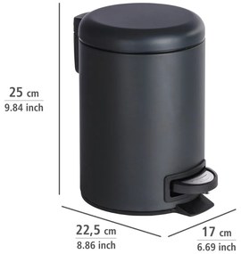 Czarny kosz na śmieci Wenko Leman, 3 l