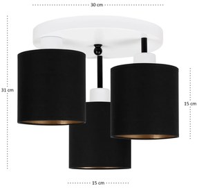 Lampa sufitowa biała trzypunktowa z czarnymi abażurami C-3030WE-SCSCSC