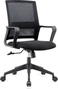 Fotel biurowy z regulacją wysokości - tkanina i siatka - czarny - GAVIAL
