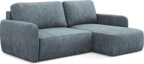 Narożnik prawostronny z funkcją spania - z tkaniny szenilowej - jeans - LILO