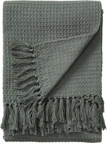 Miękki koc z frędzlami Amalia w kolorze zielonym