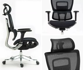 Czarny ergonomiczny fotel do biura Winner Lux, zgodny z normą BHP