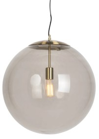 Nowoczesna lampa wisząca mosiężna z przydymionym szkłem 50 cm - Ball