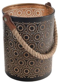 InDecor Świecznik metalowy Dot czarny, 15 x 15 x 20 cm, S