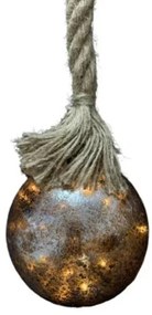 Dekoracja świąteczna LED z liną jutową, złoto-miedziana, średnica 20 cm