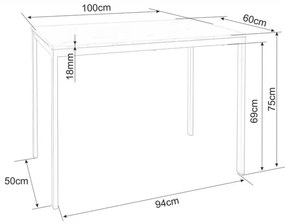 Zestaw jadalniany 1 + 4, czarny stół RAMOD 100x60 cm + niebieskie krzesło LAVA z czarnymi nogami
